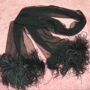Vintage chiffon and Maribou feather scarf